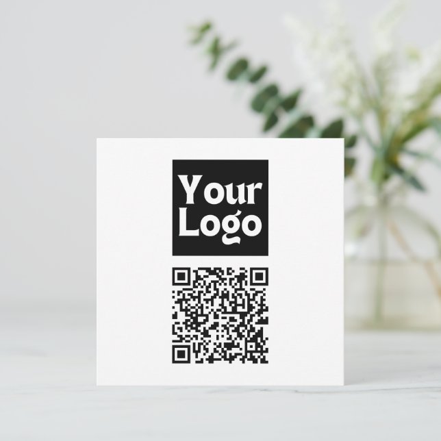 Editable QR code & Your Business Logo or Image Thank You Card (Standing Front)
