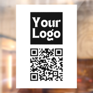 Editable QR code & Your Business Logo or Image Window Cling