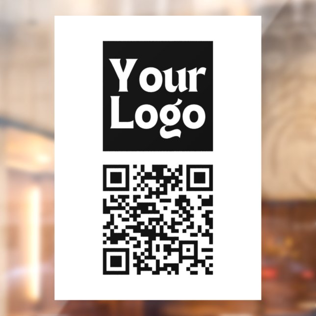 Editable QR code & Your Business Logo or Image Window Cling (Sheet 2)