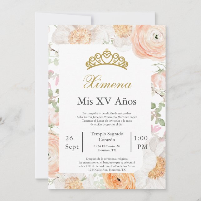 Editable Quinceañera invitation  (Front)