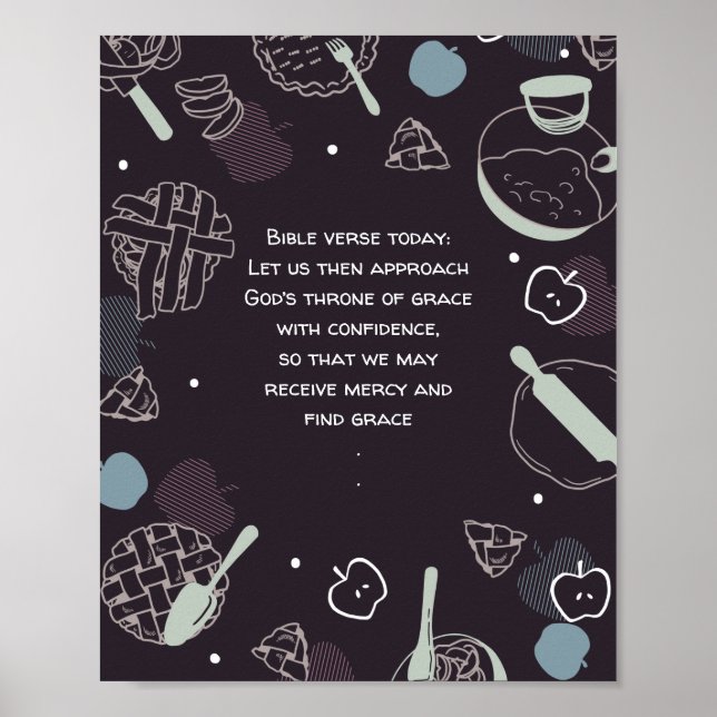 Editable Quotes Baking Apple pie cartoon Poster (Front)