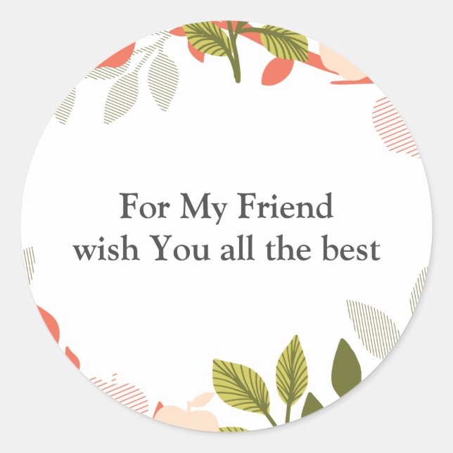  Editable Quotes with Apple Fruit Tree Pattern Classic Round Sticker (Front)