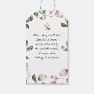 Editable Quotes with floral art white ver Gift Tags