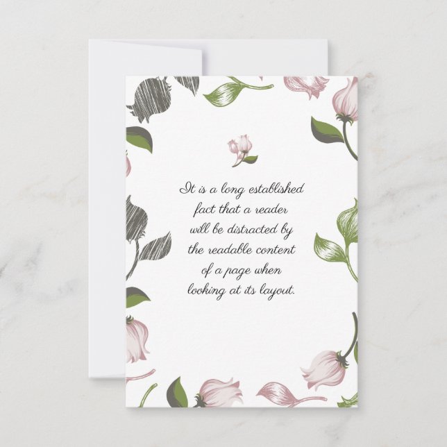 Editable Quotes with floral art white ver Thank You Card (Front)