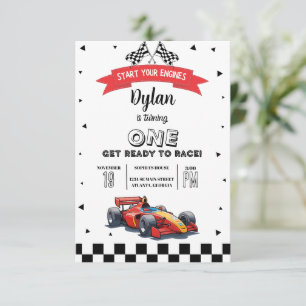 Editable Race Car 1st Birthday Invite