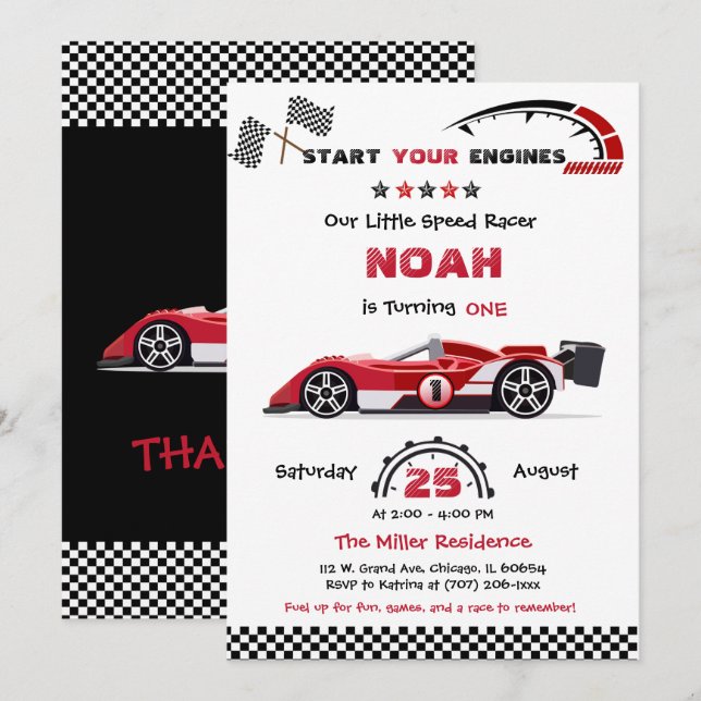 Editable Race Red Car Template (Front/Back)