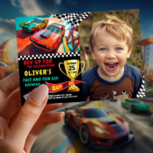 Editable Racing Theme for Boys' Birthday Invitation