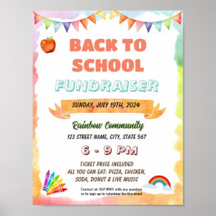 Editable rainbow back to school flyer poster