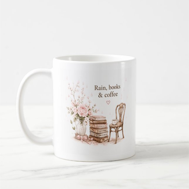Editable Rainy Coffee & Books Mug (Left)