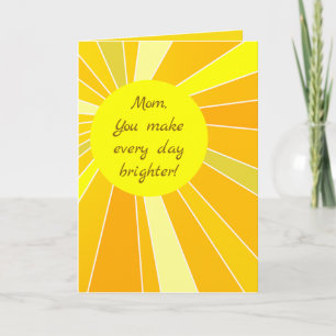 Editable Rays of Sunshine Mother's Day Card
