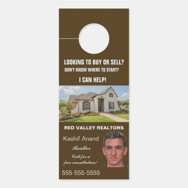 Editable Real Estate Agent Photo Door Hanger (Front)