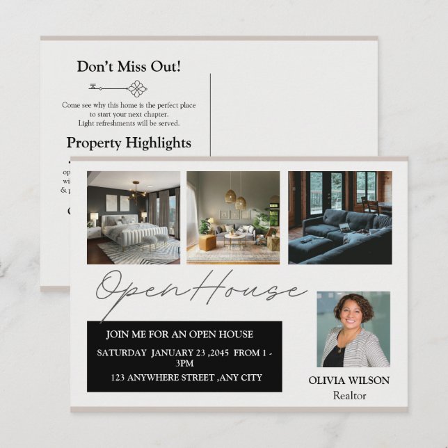 Editable Real Estate Open House Postcard Template (Front/Back)