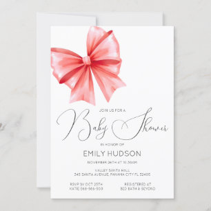 Editable Red Bow Coquette Invitation