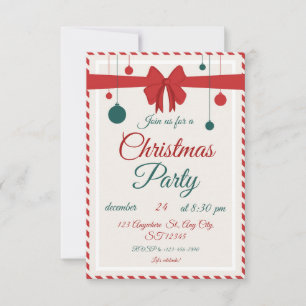 Editable Red Bow Holiday Gathering Invitation 