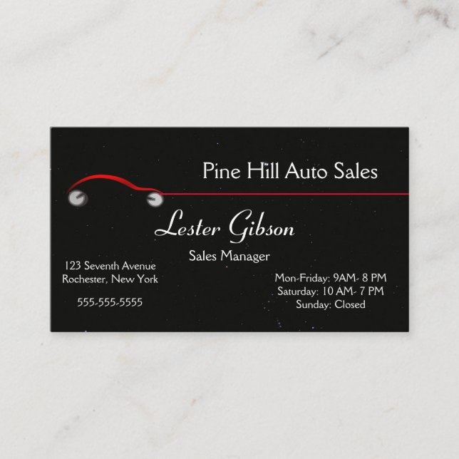Editable Red Car Against a Starry Night Background Business Card (Front)