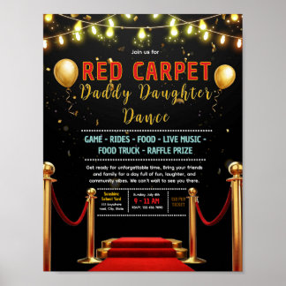 Editable red carpet fundraiser flyer poster