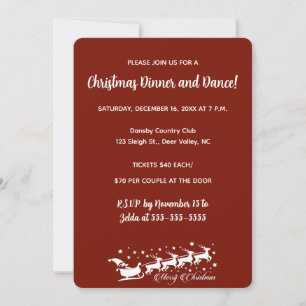 Editable Red Classy Santa Sleigh and Reindeer Invitation