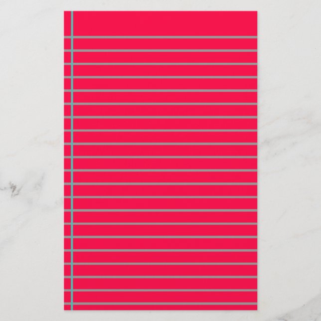 Editable Red Decorative Lined Stationery Paper (Front)
