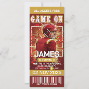 Editable Red Football Birthday Invitation