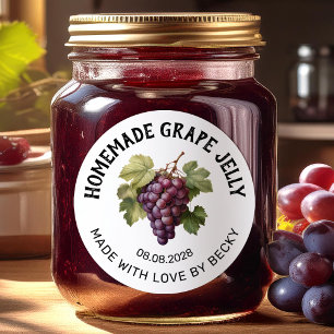 Editable red grape jelly canning sticker