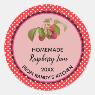 Editable Red Polka Dot Raspberry Jam Label