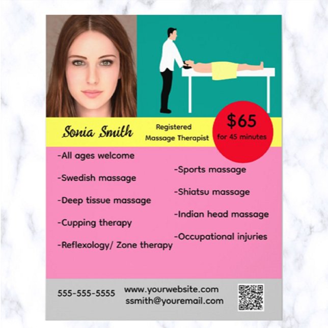 Editable Registered Massage Therapist Flyer (What a great way to advertise your massage therapy business!)
