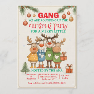 Editable Reindeer Christmas Party Invitation