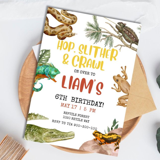 EDITABLE Reptile Birthday Invitation Boy, Lizard  (Creator Uploaded)