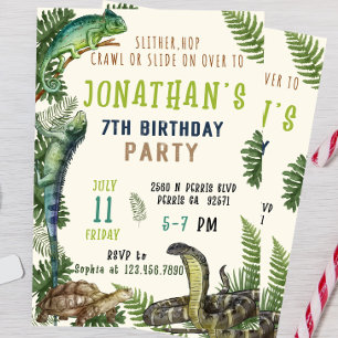 Editable Reptile Birthday Invitation Template
