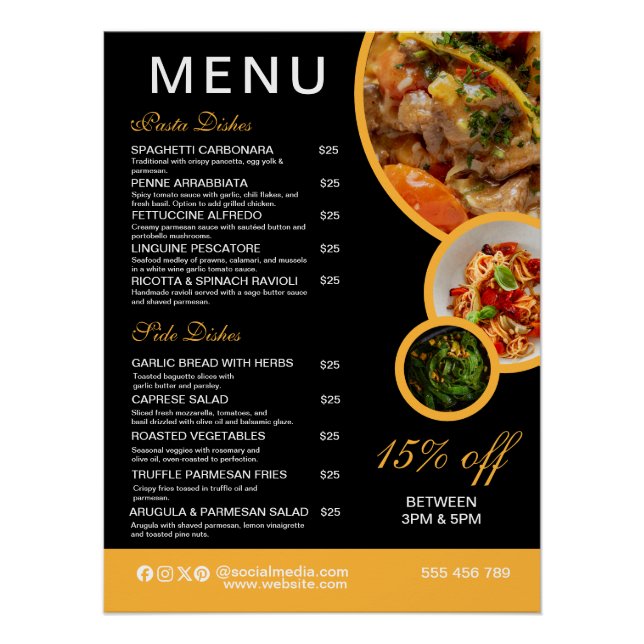 Editable Restaurant Menu Poster (Front)