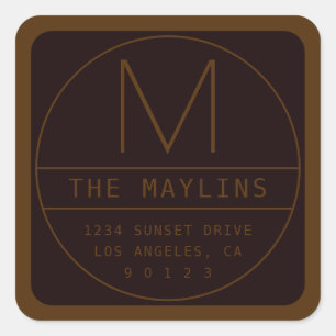 Editable Retro-modern Design Template   Dark Brown Square Sticker