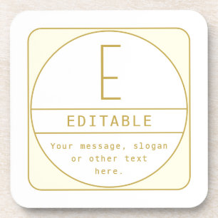 Editable Retro-modern Design Template Gold & White Coaster