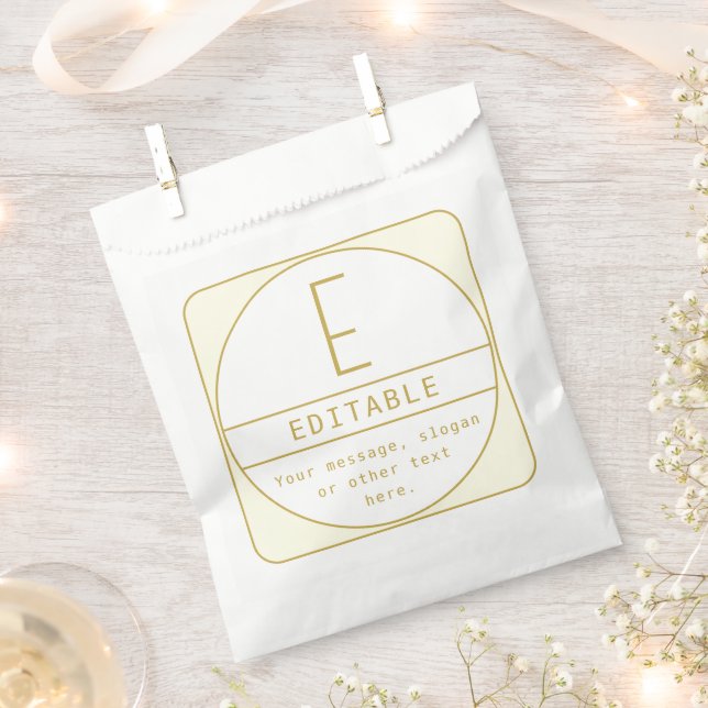 Editable Retro-modern Design Template Gold & White Favour Bags (Clipped)