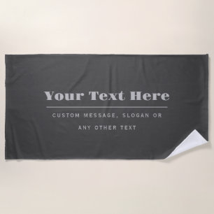 Editable Retro-Modern Text Template   Dark Grey  Beach Towel