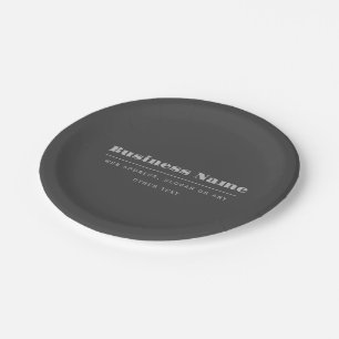 Editable Retro-Modern Text Template Dark Grey Paper Plate