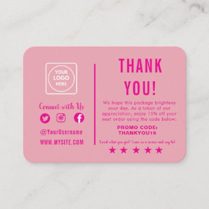 Editable Retro Pink Cute Thank You Note Card