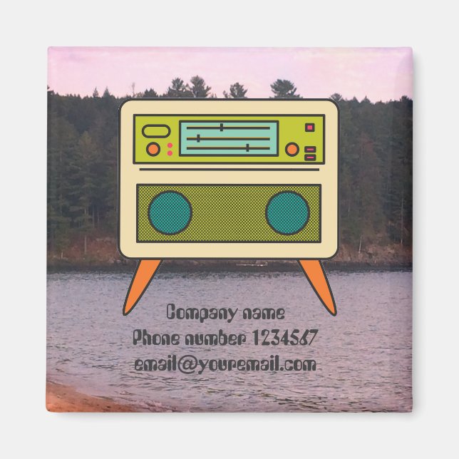 Editable Retro Radio Magnet for Branding (Front)