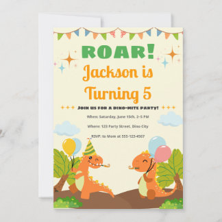 Editable Roarsome Dinosaur Birthday Invitation