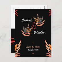 Editable Rockabilly Swallows Wedding Save The Date