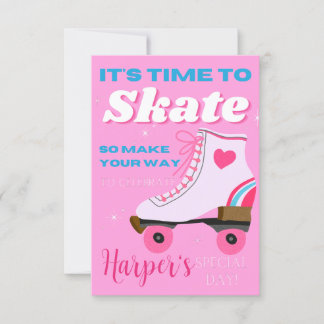 Editable Roller Skating Birthday Party Digital  Invitation