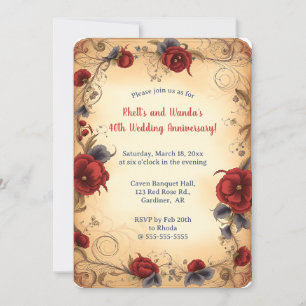 Editable Romantic Deep Red Roses Invitation