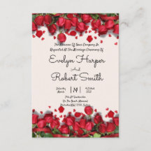 Editable Romantic Red Floral Wedding Invitation