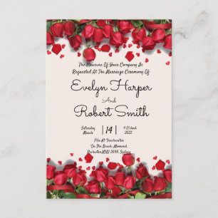 Editable Romantic Red Floral Wedding Invitation