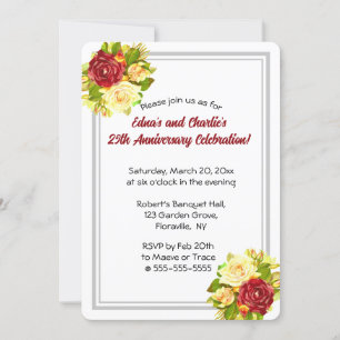 Editable Romantic Watercolour Roses Silver Frame Invitation