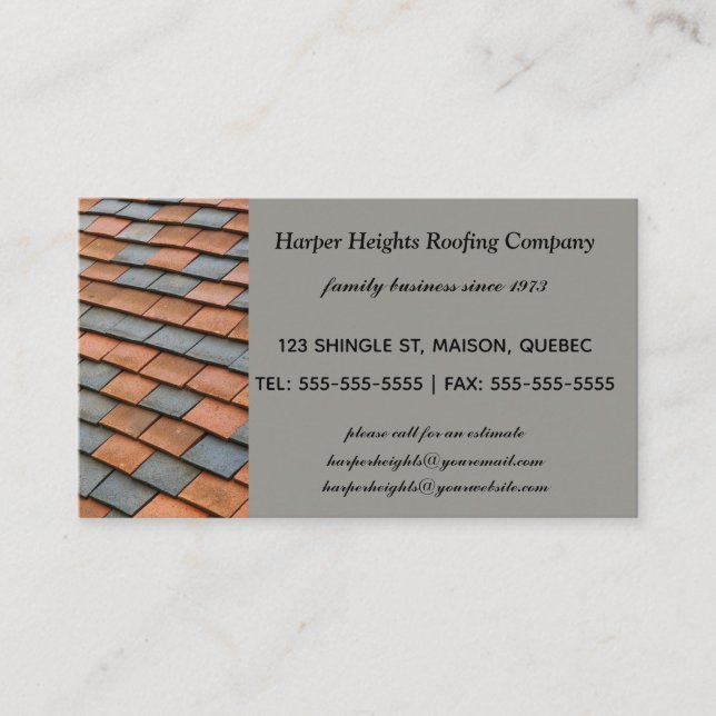 Editable Roofing Company Business Card (Front)
