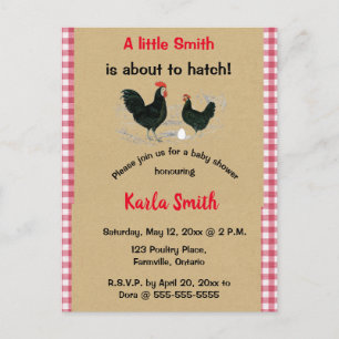 Editable Rooster and Hen Baby Shower Invitation