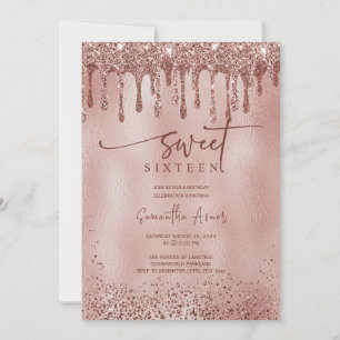 Editable Rose Gold Sweet 16 Template