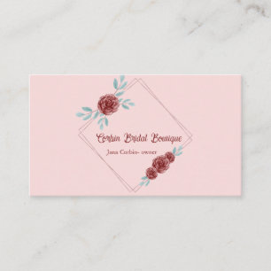 Editable Roses Frame Bridal Boutique Business Card