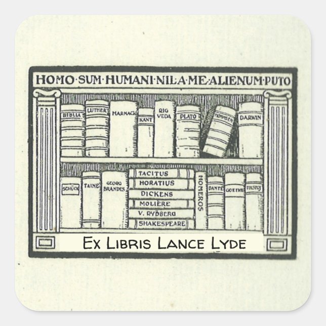 Editable Row of Books Bookplate Square Sticker (Front)