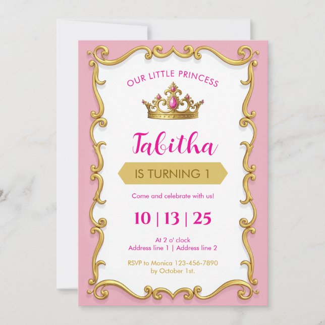 Editable Royal Ball Princess Birthday Invites (Front)